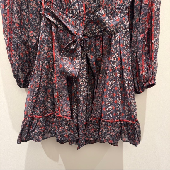 Ulla Johnson Eleni Floral Long Sleeve Dress with Belt Womens Size 6 - Picture 4 of 15